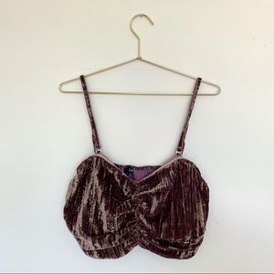 NWT Lulu’s Size M Purple Crushed Velvet Crop Top